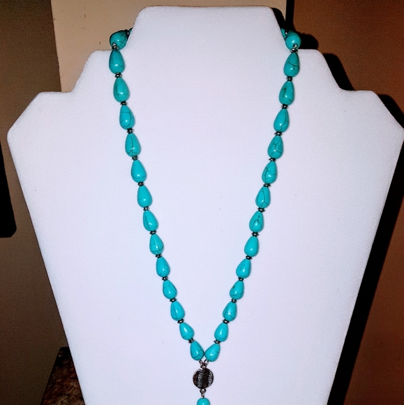 Turquoise "Y" necklace - Picture 2 of 2